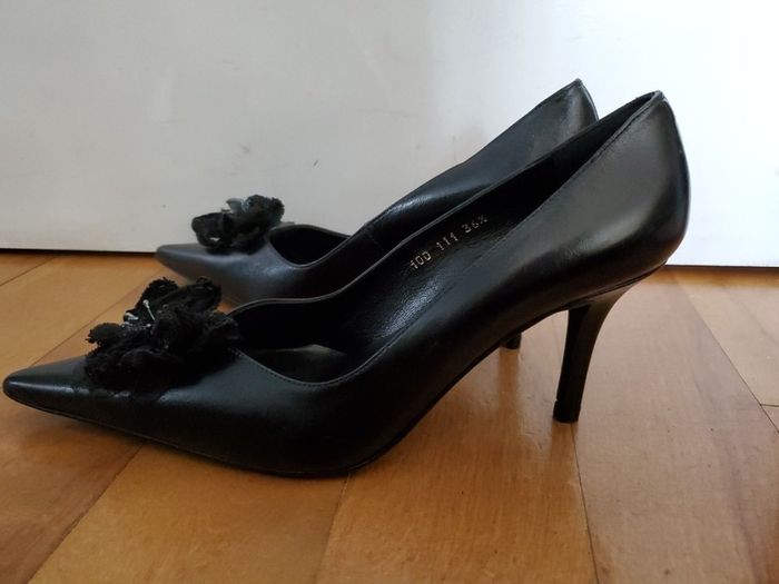 Rosanna ladies leather black dress up high heel shoes size 5 UK 38 EU NEW