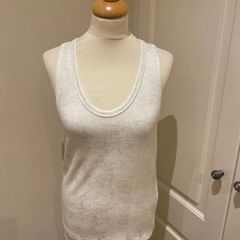 White/silver vest top - Zara - size 14