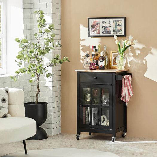 kitchen trolley cabinet black display cabinet glass door