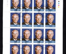 2005 Ireland Erskine Childers Commemorative Sheetlet Plate 1A1A1A1A Fine CDS Used with Dublin cancel of 10th October 2005 (First day of issued) on envelope extract.