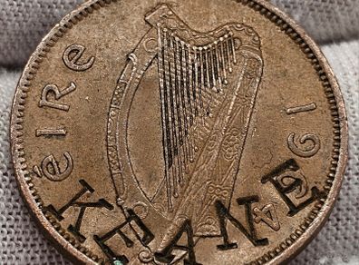 Ireland 1964 1d Penny Counterstamped KEANE JK