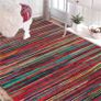 Rectangle Hand Made Chindi Rug with Complete Recycled 100% Pure Cotton - Multi Colorful Rug with Stripes - Decorative Pink Rugs for Living Room, Bedroom Decor and Garden (50 x 80 cm) Image 3