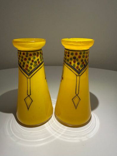 Exceptional Pair of Art Deco Czech Tango Glass Vases. c.1928 to1933