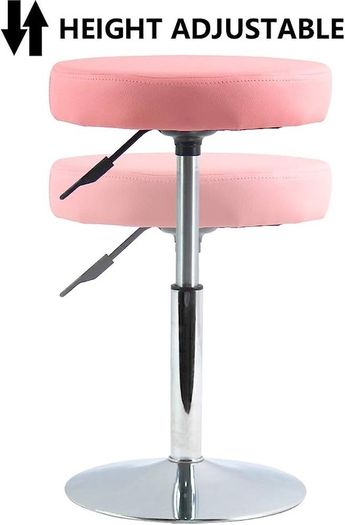 PU Leather Round Barber Shop Stool Height Adjustable Swivel Workshop Barber Shop Home Kitchen Short Bar Stools without Backrest Stool Small (FREE SHIPPING)