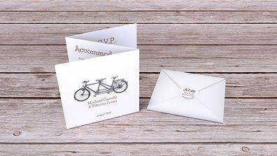Tandem Bike theme Tri-Fold invitation