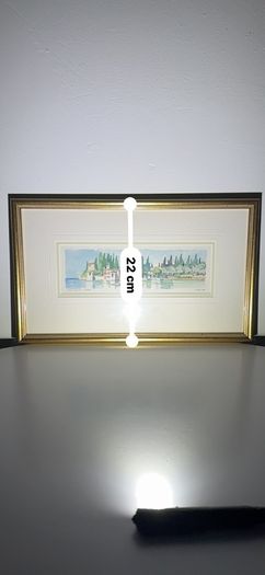 Original Sergio Vellini Signed & Dated Lake Garda Watercolor (36cm x 22cm)
