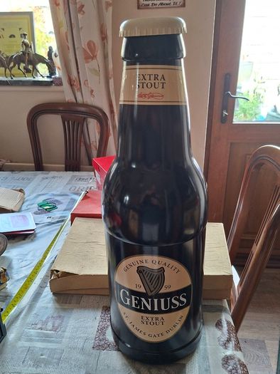 Giant Plastic Classic Guinness Extra Stout Bottle Geniuss Beer Bottle money box or Tips Bottle,
