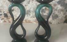 Vintage candle holders Pair - Blue Mountain pottery