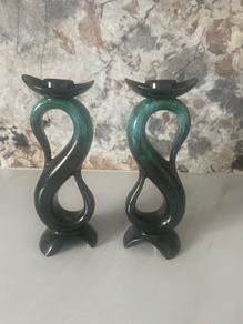 Vintage candle holders Pair - Blue Mountain pottery