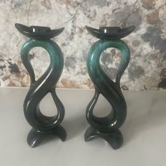 Vintage candle holders Pair - Blue Mountain pottery