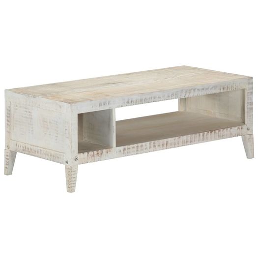 Coffee Table White 110x50x40 cm Solid Mango Wood