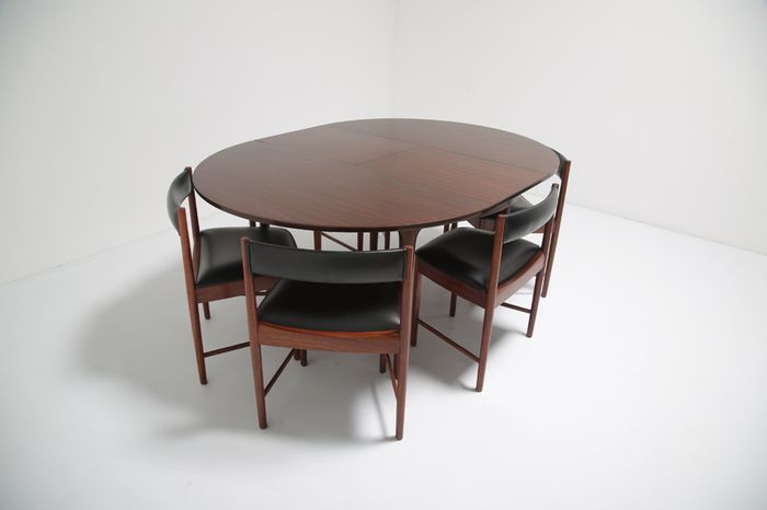 Vintage Rosewood Dining Table & 6 Dining Chairs Set by Tom Robertson for McIntosh, 1960s
