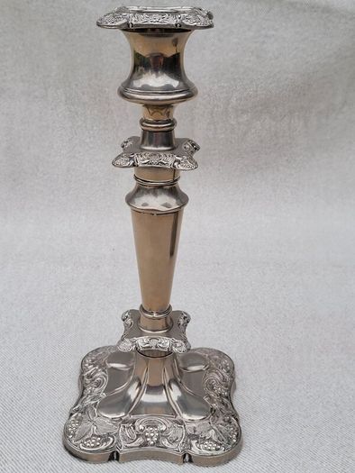 Antique Old English Edwardian Silver Plated Candlesticks