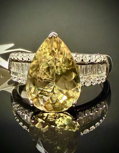 Diamond 950 Platinum AAA Turkizite & Diamond Statement Ring