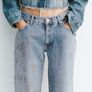 Fab Zara Mid Rise Rhinestone Embellished Jeans  Size UK 14 Image 2