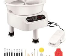 Pottery Wheel 27.9 cm Ceramic Wheel Foot Pedal Touch Screen 450W 3 Legs White