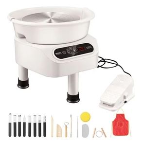 Pottery Wheel 27.9 cm Ceramic Wheel Foot Pedal Touch Screen 450W 3 Legs White