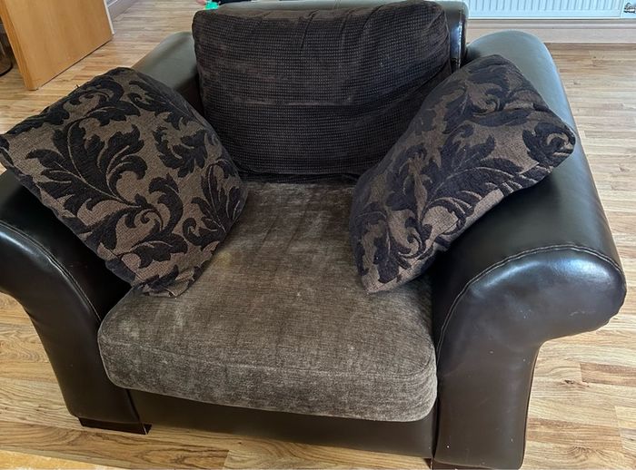 L-Shaped sofa and chair