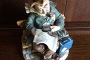 Capodimonte Style Man on Bench Ornament