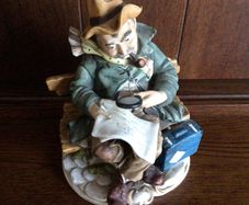 Capodimonte Style Man on Bench Ornament