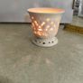 Vintage porcelain tealight holder. Bright white. Filigree. Cut out. Candle. Regal. Circa late 20th century. Image 7