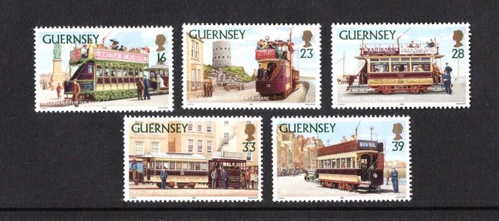 1992 Guernsey Trams in Guernsey Commemorative Stamps Mint Never Hinged (MNH)