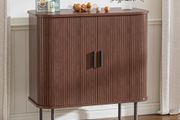 Buffet Storage Cabinet for Living Room, Kitchen Cupboard with Tambour Sliding Door, Storage Unit for Modern Home Dinning Room,Walnut