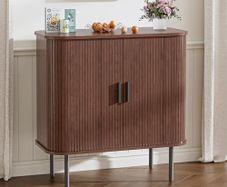 Buffet Storage Cabinet for Living Room, Kitchen Cupboard with Tambour Sliding Door, Storage Unit for Modern Home Dinning Room,Walnut