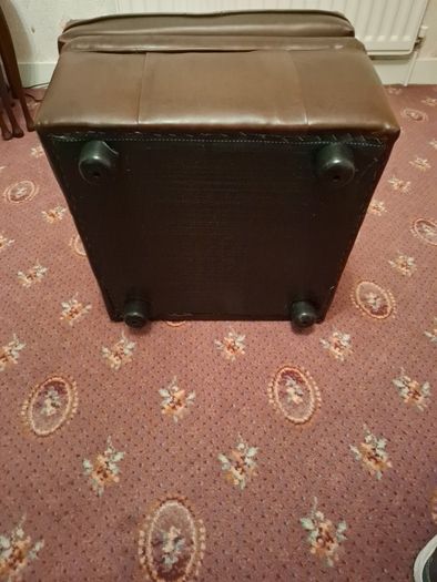 Brown Leather Style Pouffe Footstool