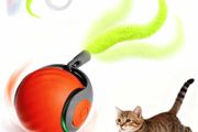 Speedy Tail Cat Toys for Indoor Cats,Smart Interactive Kitten Toy with Feather Tail, 2 Speeds Rechargeable Moving Cat Ball for Bored Indoor Cats, Motion Activated Kitten Rolling Ball Toys