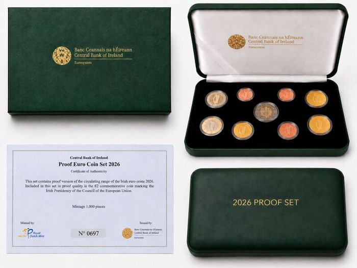 2026 Ireland Euro Coin Set. 5.88 Euro. 9 Coins. Proof
