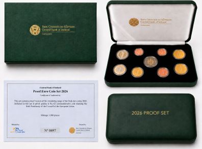2026 Ireland Euro Coin Set. 5.88 Euro. 9 Coins. Proof