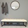 White Tufted Bench 140x40cm Dark Grey  Metal Frame Image 3
