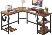 Computer desk, L-shaped Corner Desk with 2-Layer Storage,Large PC Laptop Table with Monitor Stand and CPU Stand,Gaming Desk Writing Table for Office Home (FREE POSTAGE)