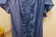 Bluebell/cornflower blue top with frill/flutter sleeve