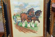 Large Vintage Farming Scene Picture