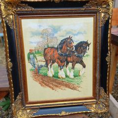Large Vintage Farming Scene Picture
