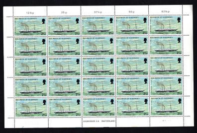 1973 Guernsey Mail Packet Boats Commemorative Stamps Sheets (4) of 25 Mint Never Hinged (MNH)