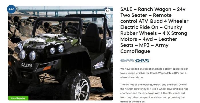Ranch Wagon 24V Electric Ride On Buggy Army (Spares or Repair)