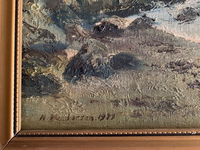 Original oil paintimg, Neville Henderson. "Howth from Doldrum Bay"