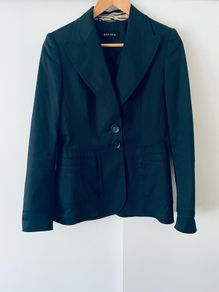 Escada Black Tailored Blazer EU36 UK 8 Designer Jacket with Animal Print Detail