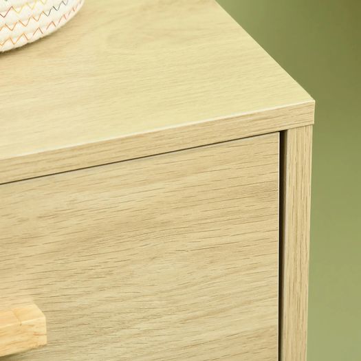 Rattan sideboard with caned-door cabinets and 4 drawers, 80 x 38 x 80.5 cm, natural wood effect