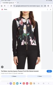 Ted Baker - Black Floral Pleated Front Bomber Jacket - UK 10 - BNWT RRP 170
