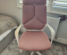 Swivel Office Chair, Pink and White