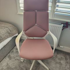 Swivel Office Chair, Pink and White