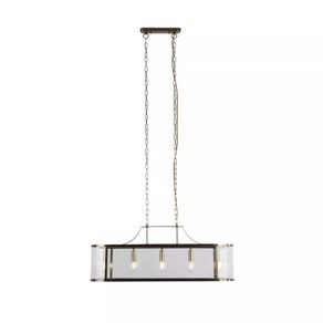 Lux & Belle 5Lt Pendant - Antique Brass Metal & Clear Glass