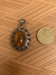 Amber silver pendant