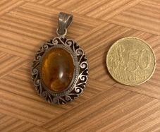 Amber silver pendant