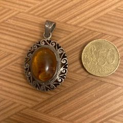 Amber silver pendant