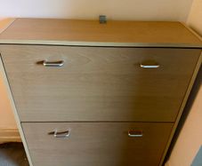 Shoe cabinet with 2 flip-down compartments, beech effect (2 available)